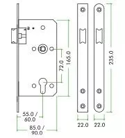 Satin Stainless Steel DIN Standard 55mm Backset Latch Case | ZDL0055LSS 5 Satin Stainless Steel DIN Standard 55mm Backset Latch Case | ZDL0055LSS - Image 3