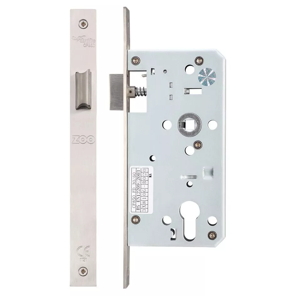 Satin Stainless Steel DIN Standard 55mm Backset Latch Case | ZDL0055LSS 3 Satin Stainless Steel DIN Standard 55mm Backset Latch Case | ZDL0055LSS