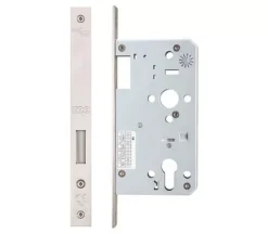Satin Stainless Steel DIN Standard 60mm Single Throw Deadlock | ZDL0060STSS