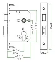76mm PVD Brass UK Euro Cylinder Mortice Sashlock | ZUKS76EPPVD