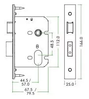 64mm PVD Brass UK Oval Cylinder Mortice Sashlock | ZUKS64OPPVD